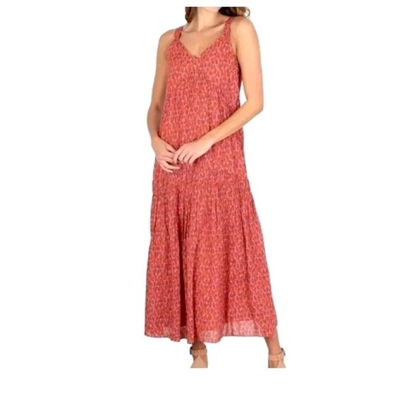 Joie Sleeveless Midi Printed Dress Size Large Red Print Casual - Picture 1 of 8